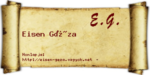 Eisen Géza névjegykártya
